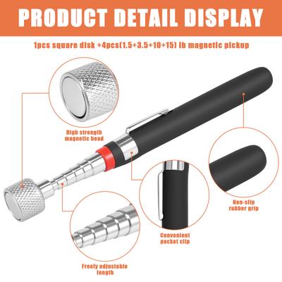 Telescopic Magnetic Pickup Tool Magnetic Rod Disc Pickup Suitable for Long-distance Item Retrieval