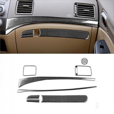 8Pcs For Honda Civic 2006-11 Carbon Fiber Passenger Dashboard Panel Cover Trim