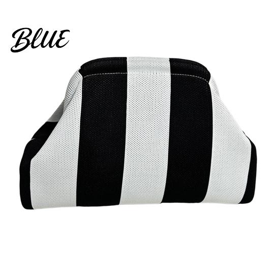Beach Vacation Bag Woven Striped Clutch Purse for Woman Large Capacity Cosmetic Pouch Portable Knit Dumpling Bag Kiss Lock Handbag Evening,