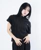 Starry Eyed Daily Pleated Cap Sleeve Blouse Top (Black)