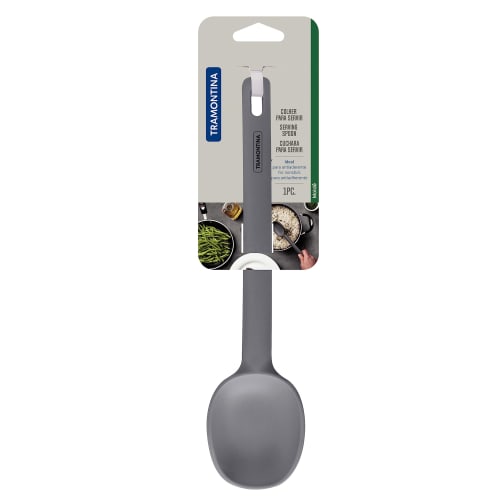 Tramontina Molde Serving Spoon, 28cm, Gray, Silicone, Spatula, Ladle, Heat-Resistant, Dishwasher-Safe, Made In Brazil, Product Code: 25811/160, TRAMON