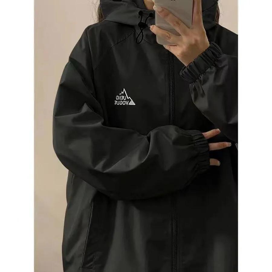 Красная ветровка женская новый стиль модная американская винтажная свободная бейсбольная куртка пальто S чёрный