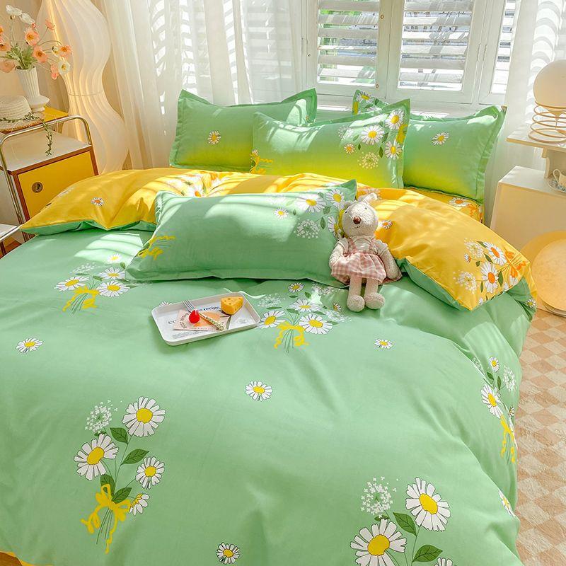 Cartoon Dormitory Three-piece Set Single Bedding Quilt Cover Double Bed Sheet Four-piece Set