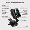 AT-102 Rechargeable Clip-on Guitar Tuner Color Screen with Built-in Battery USB Cable for Chromatic Guitar Bass Ukulele
