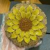 Gold/Yellow Sunflower Clutch Crystal Round Evening Bags Women Wedding Purse Bridal Bags Party Dazzling Diamond Handbags Minaudie