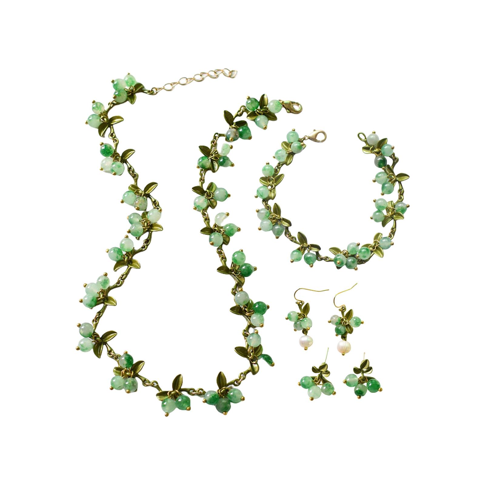 

Изысканный набор бижутерии с бусинами, привлекающий внимание набор украшений с бусинами в виде листьев, подходящий для дополнения вечерних или праздничных нарядов 1