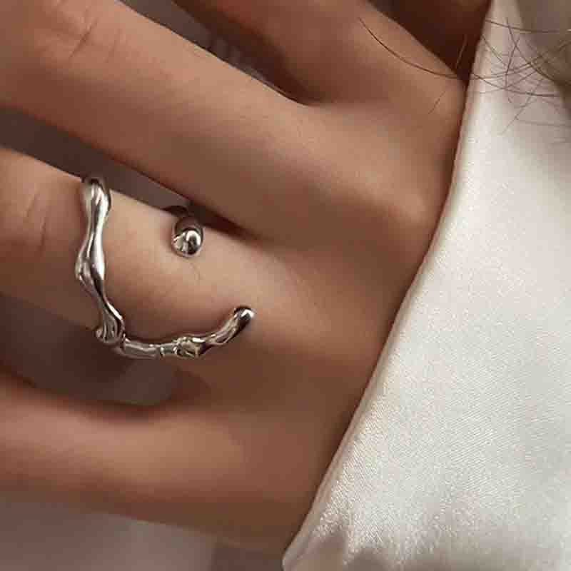 Panjbj Copper Wide Smooth Ring For Women Girl Irregular Simple Fashion Adjustable Jewelry Gift Dropshipping
