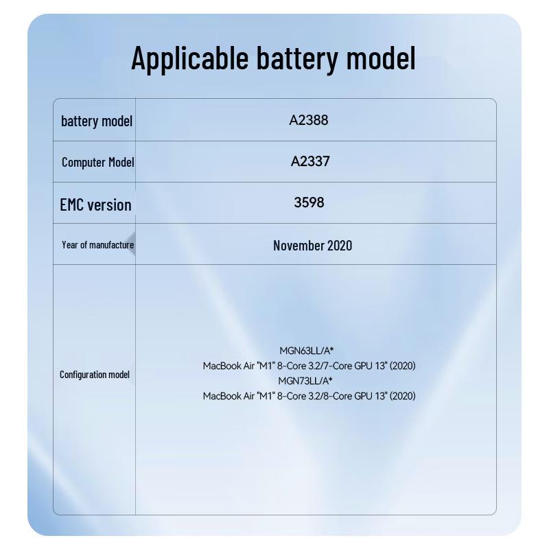 llano Replacement Laptop Battery for Apple MacBook Air