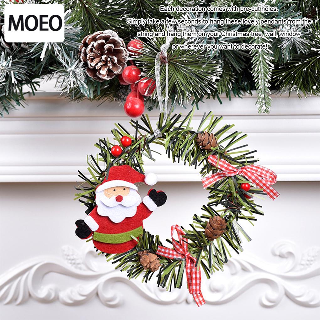 Artificial Christmas Wreath Hanging Simulation Xmas Garland Reusable Indoor Decoration Ornament Pendant Background Decor