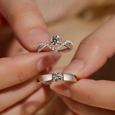 Adjustable Crown Design Moissanite Couple Ring Set Sterling Engagement Wedding Gift Women Men