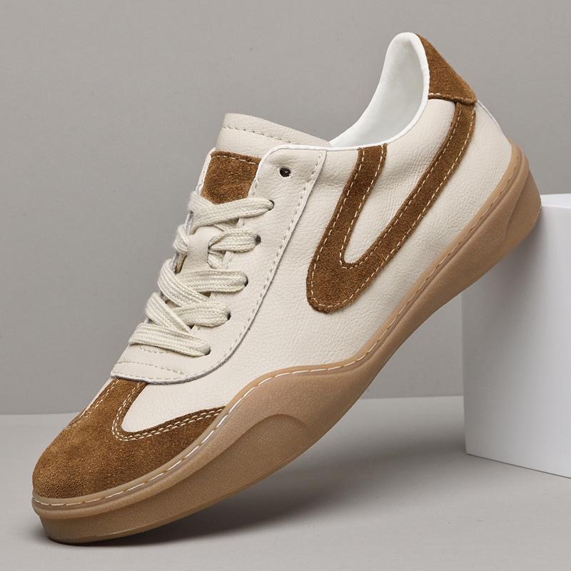 

Men s shoes 2025 summer new light luxury high-end flat-soled wear-resistant casual shoes men s retro daily sports board shoes 37 бежевый