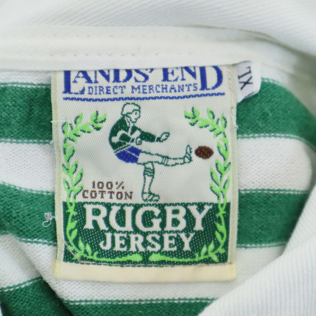 LANDS' END 80s vintage Border Pattern Long sleeve Lager shirt XL Men's Used