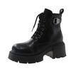 Black Martin boots women's new autumn and winter velvet boots lace-up thick-soled handsome locomotive short boots