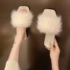 Fashion Summer Faux Fur Slippers Women Indoor Furry Fur Slides Female Plush Flip Flops Flats Sandals Casual Fluffy Slipper Outdoor Shoes