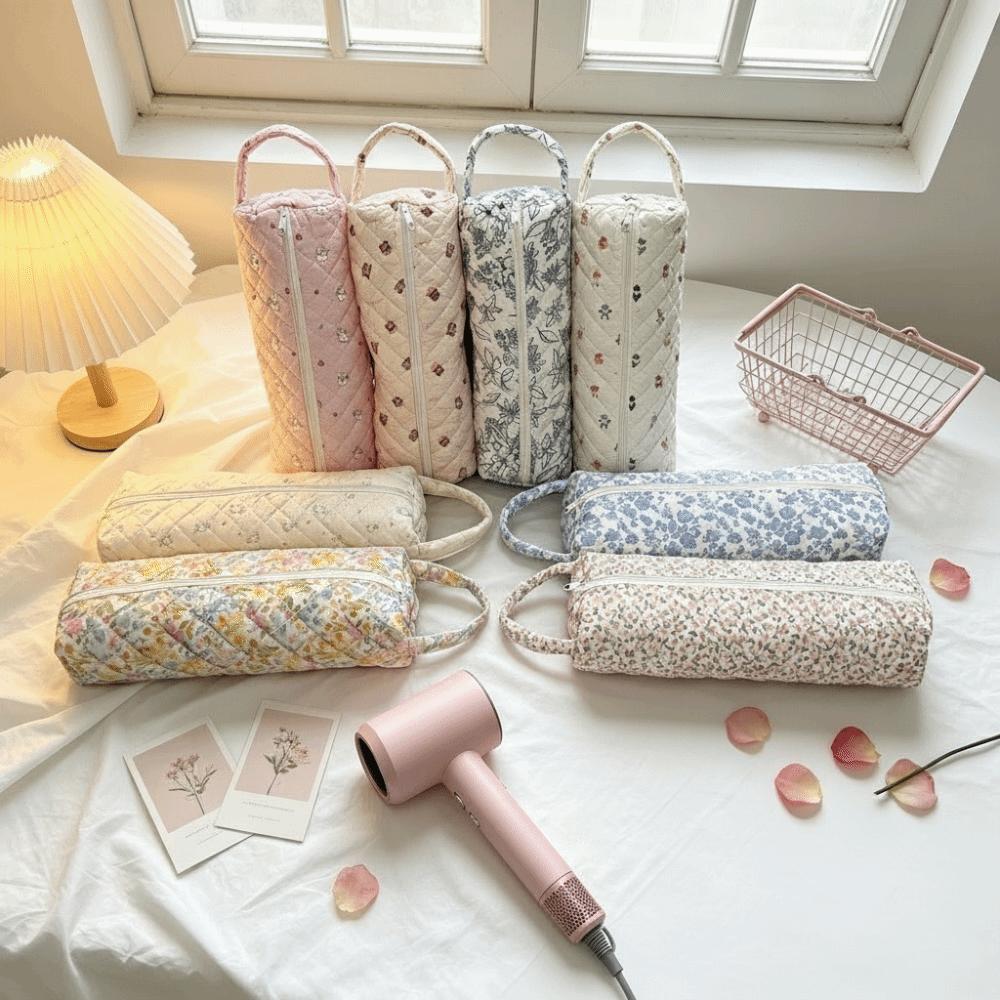 Quilting Cotton Hair Dryer Storage Bag with Handle Large Capacity Curler Storage Bag Dustproof Hair Dryer Protective Case