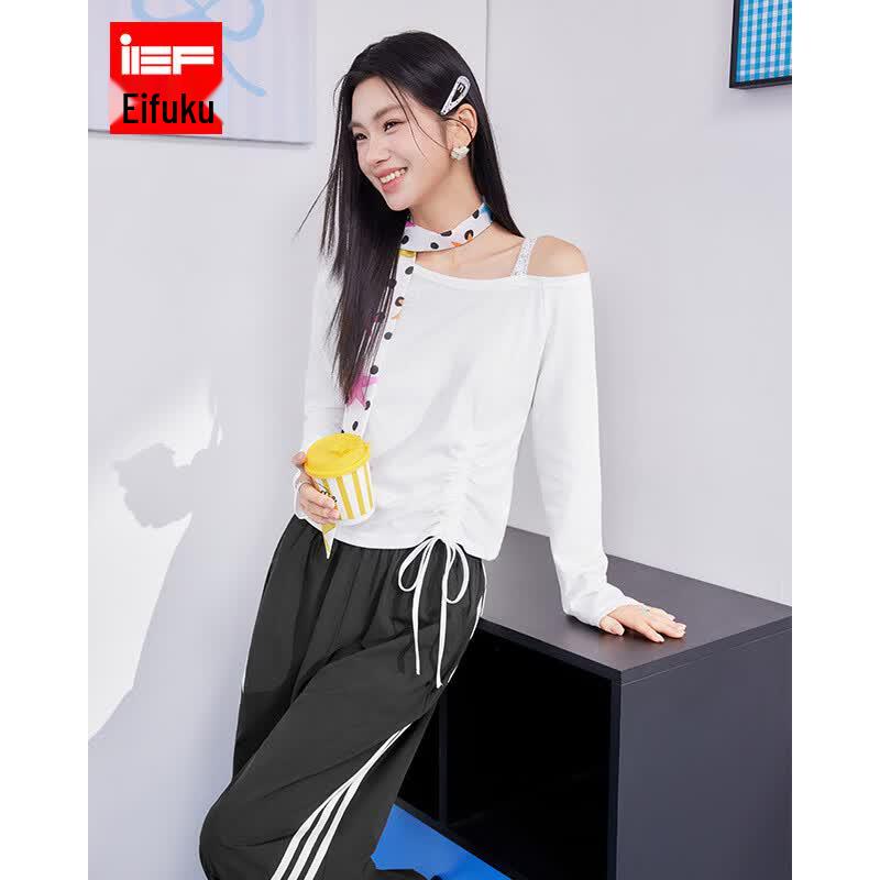 IEF Korean Style Drawstring Off-Shoulder Top S