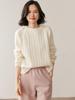 2025 Autumn/Winter Women's Loose Cashmere Cable Knit Sweater - Short, Round Neck, Casual Base Layer