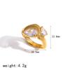 Exquisite Sparkling Peach Heart Zircon Fashion Stainless Steel Rings For Women 18K Gold Plated Jewelry Waterproof Accessories