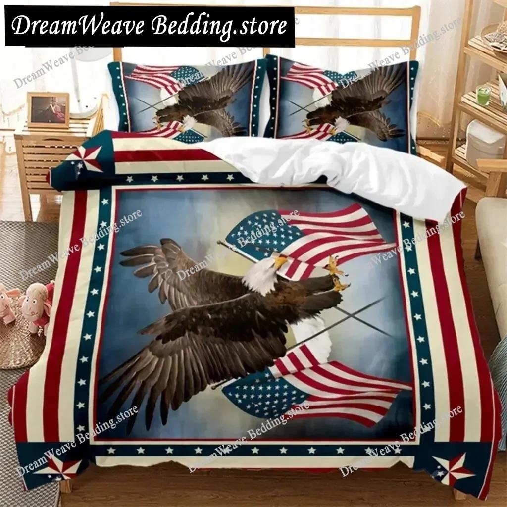 3D Print National Flag Duvet Cover Set King Size American Flag Bedding Set for Teens Adults Microfiber Single Double Quilt Cover