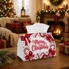 1pc Christmas Party Tissue Box, Classic Holiday Style, Multifunctional Tissue Holder, Candy Cane Ribbon Bow, Outdoor Picnic Party Supplies, Desktop Ti