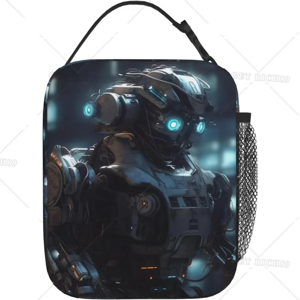 Future Robot Insulated Lunch Box for Women Men Reusable Portable Lunch Bag Leakproof Cooler Bag Food for Travel Work Picnic