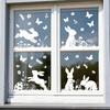 White Jumping Bunny Easter Window Clings Static Cling for Home Party Scene Decoration Removable Reusable