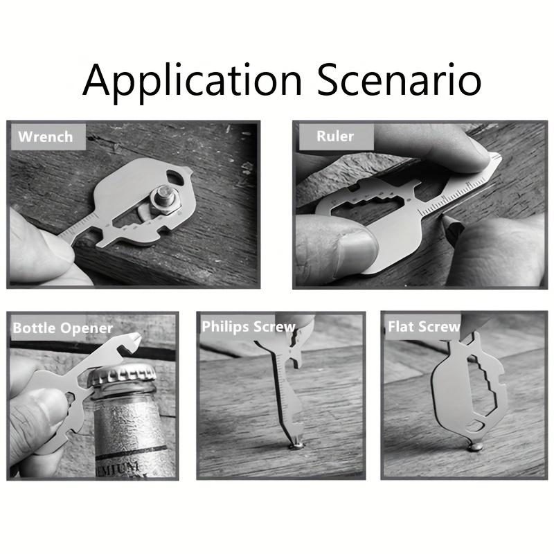 Stainless Steel Key Shaped Multitool Keychain Mini Multifunctional Screwdriver Bottle Opener Slotted Keychain Pocket Repair Tool 4