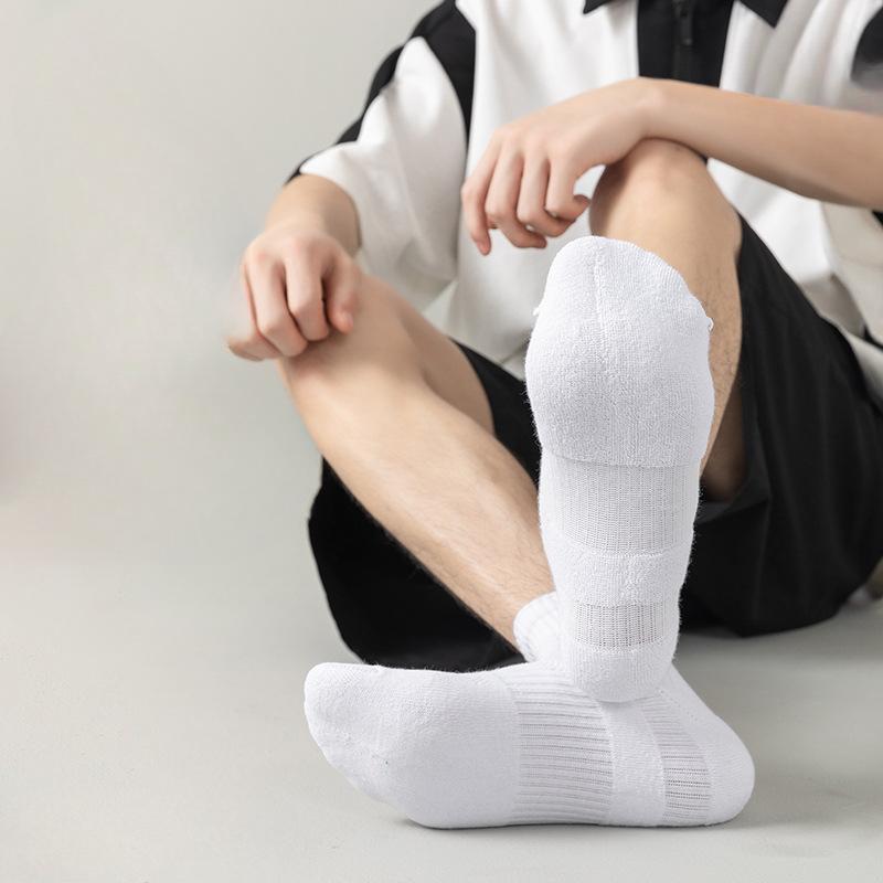 Basketball Socks, Men's Mid-calf Sports Pure Cotton Thin Short Socks, Men's Breathable and Sweat-absorbing Thick Towel Bottom Long Socks