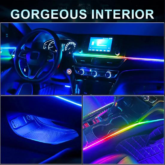 Newest Hidden LED Symphony Dual Zone Car Ambient Light Smoke Matt Black Acrylic Light Strip Interior Decoration Lighting Kit 12V