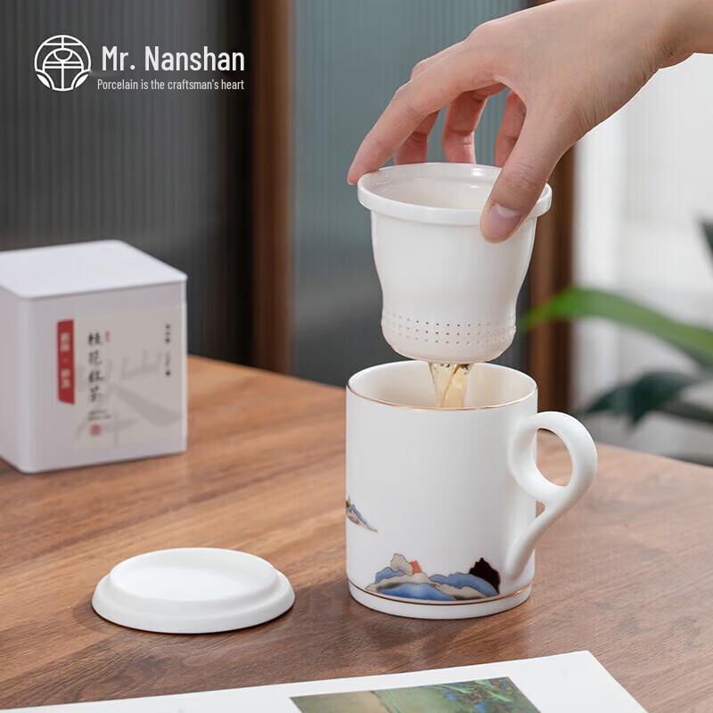 Mr. Nanshan Chinese Ceramic Office Mug with Lid