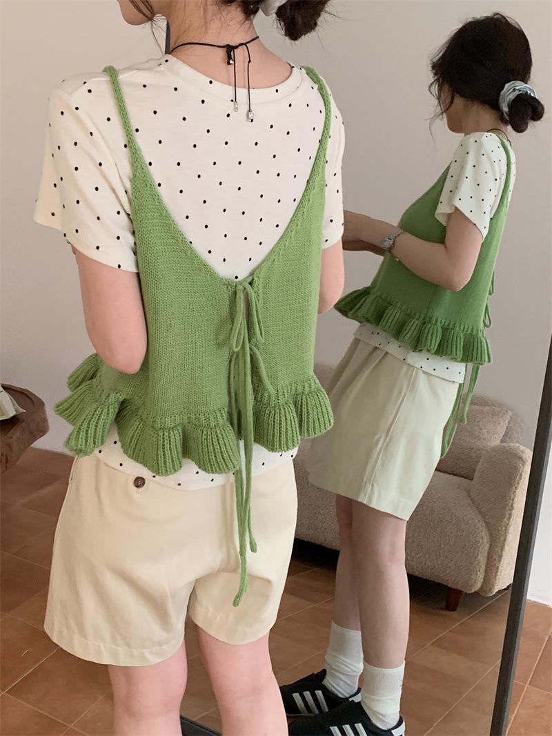 Elegant and Slimming Autumn Knit Camisole Vest for Women – Versatile, Soft, and Stylish New Arrival One Size яблочный зеленый