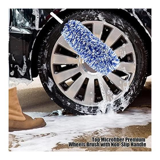 Car Wash Wheel Rim Brush Cleaning Towel Set Car Wash Brush for Wheels Soft Wheel Brush Tire Cleaning Sponge Wheel 360 Degree Cleaning Processing Car