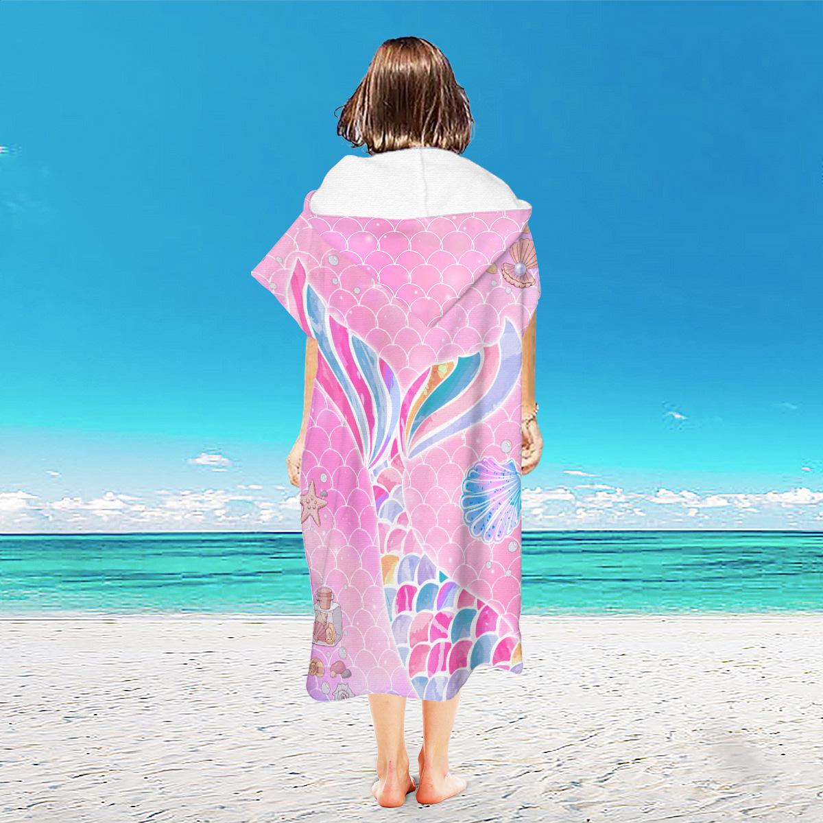 

Взрослый и детский быстросохнущий худи-пончо из микрофибры для пляжа и ванной Microfiber Towel Fabric Adult 110*75CM