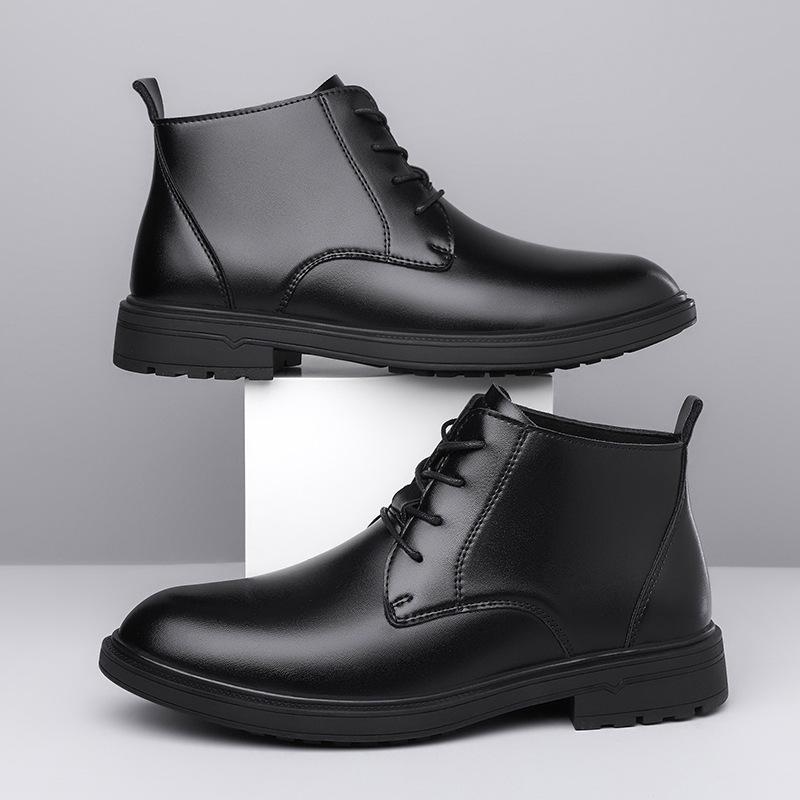 

Large Size 38-48 Men Boots Fashion Casual Leather Boots Classic Business Dress Boots Lace Up Casual Ankle Boot Botas Para Hombre 38 чёрный