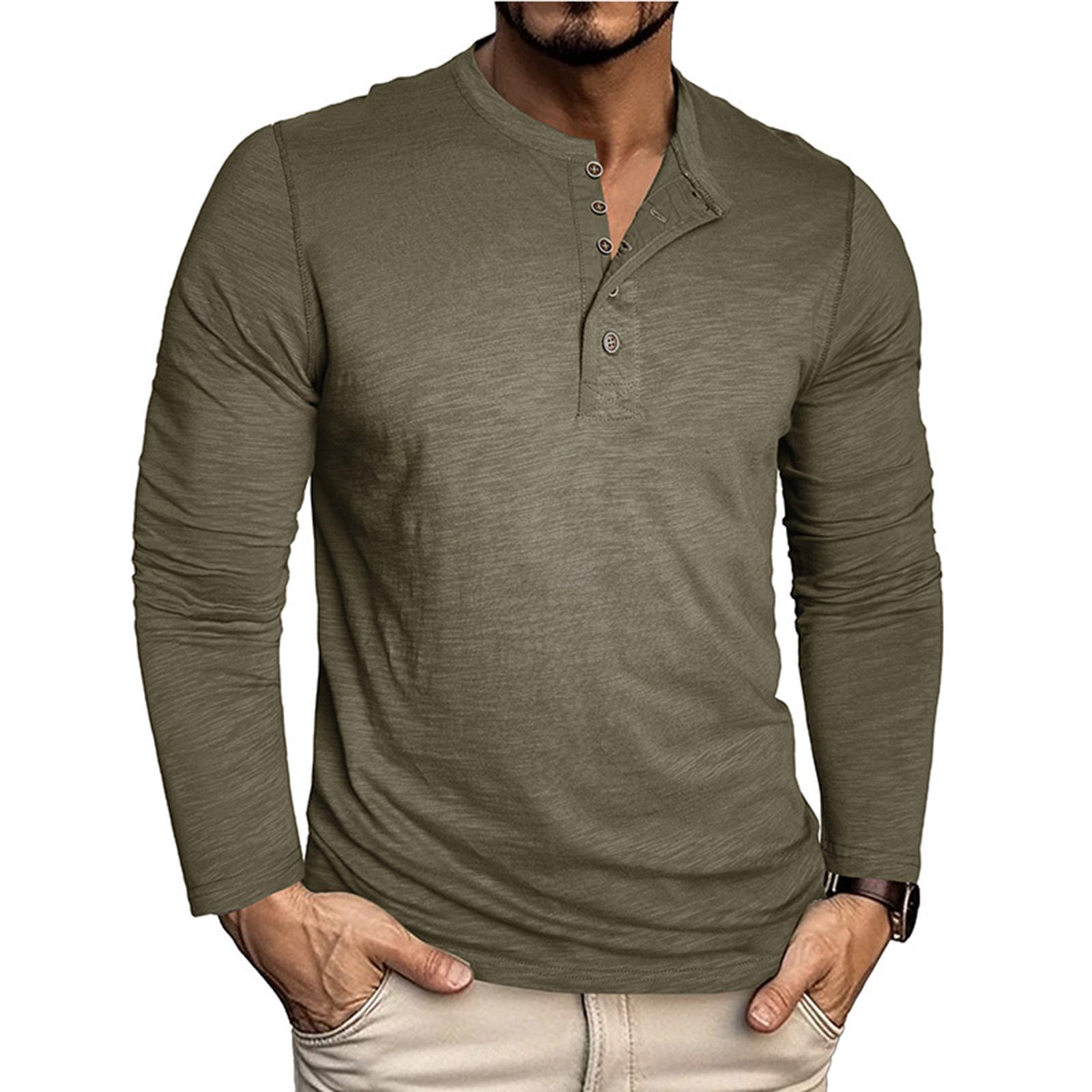 

Men s Color Button Lapel Long Sleeve Top Men s Casual Fashion Long Sleeve Top XXL зелений