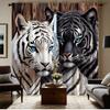 2pc Double tiger print curtains   polyester fabric   machine washable   suitable for bedroom and living room decoration