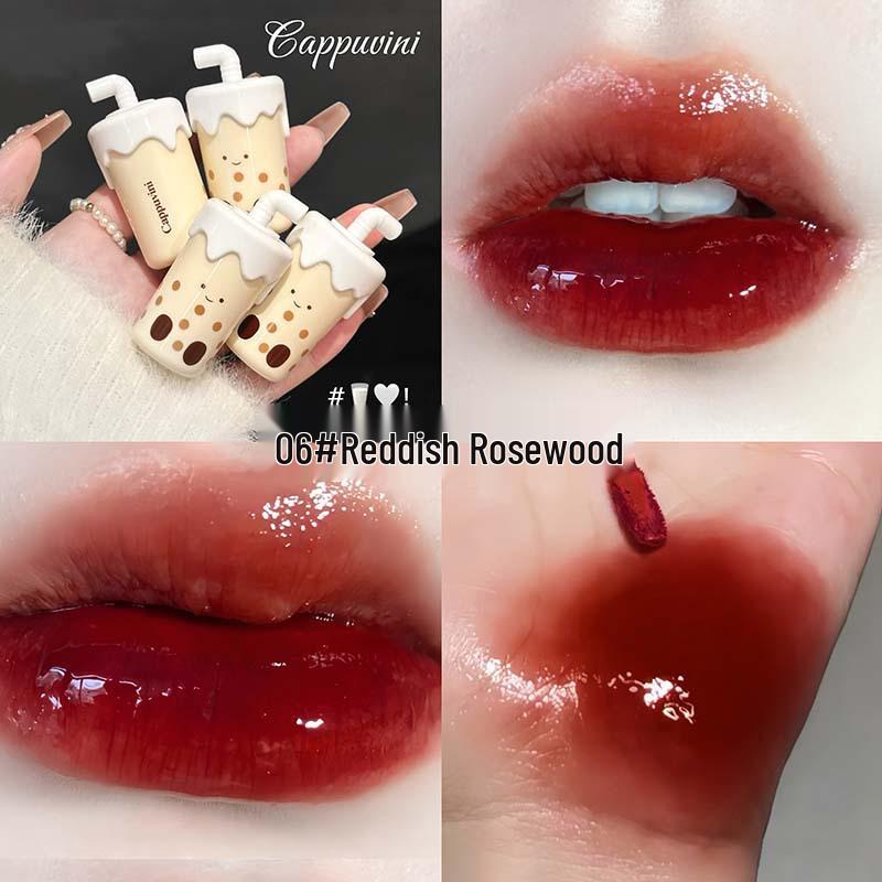 CAPPVINI Luciu de Buze Lucios cu Ceai cu Lapte Perlat - Ruj Drăguț, Accesibil pentru Petreceri Studențești