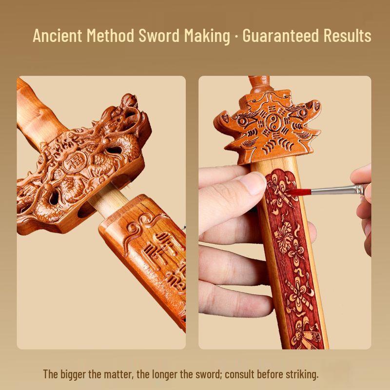 Hand-carved Feicheng Peach Wood Sword Ornament