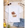 Taglie europee Occhiali a forma di cuore per bambina T-shirt a maniche corte con motivo Bassotto, Top estivo casual per bambini, Comodo e versatile