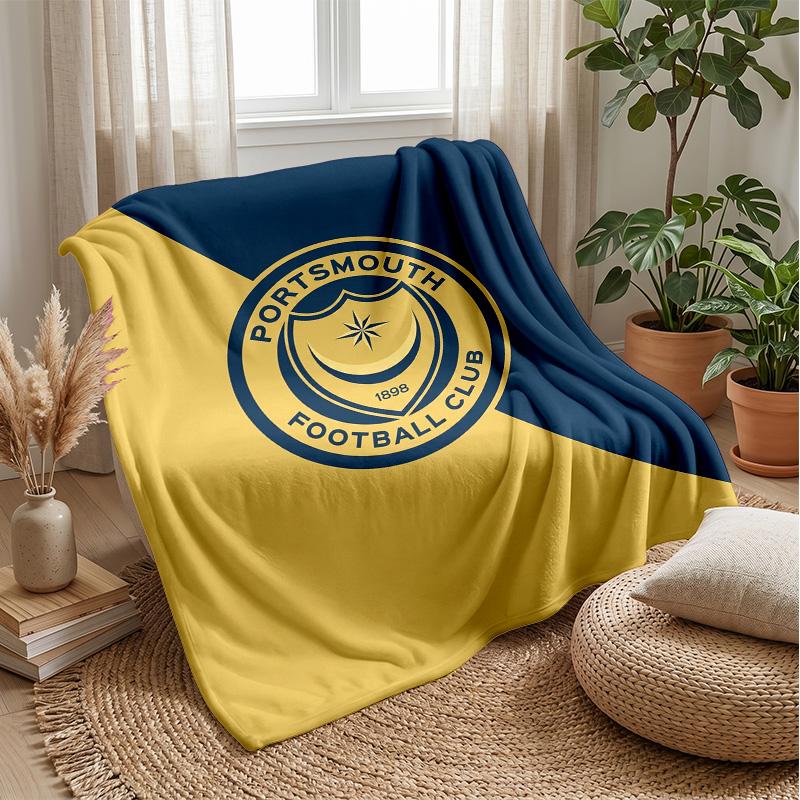 Coperta Morbida in Pile Flanella Portsmouth FC Leggera Accogliente Calda Coperta da Lancio per Divano Letto Decorazione Casa