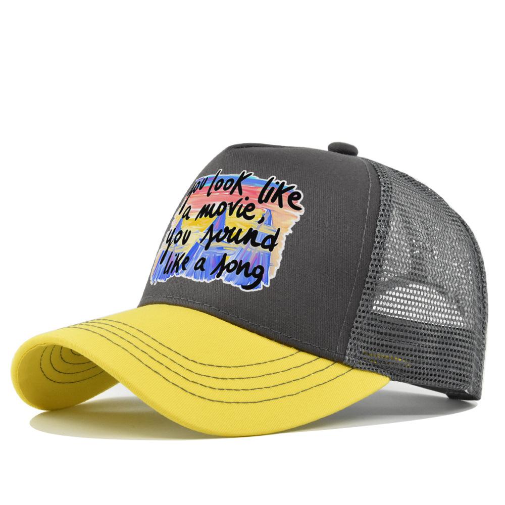 Summertime Printed Cap Letter Mesh Breathable Hat Women Men Baseball Cap Sunshade Outdoor Sports Cycling Travel Sun Hat Dad Hat