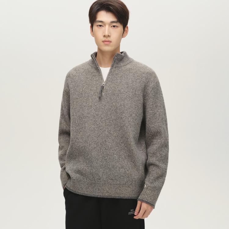 

Men s 2025 Winter Half-Zip Wool Blend Stand Collar Sweater - Thick, Warm, and Loose Knitwear 2XL