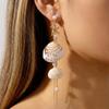 Metal Shell Starfish Resin Shell Tassel Asymmetrical Drop Earrings For Women Men Bohemian Conch Dangle Earrings Summer Jewelry