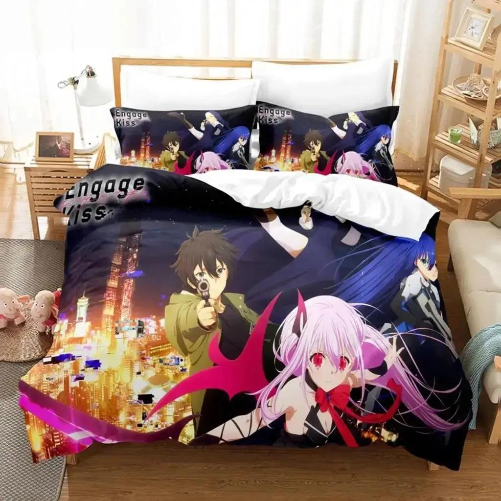 3D Tisk Anime Engage Kiss Ložní Set Přikrývka Twin Full Queen King Size S Povlaky na Polštáře Ložní Set Aldult Dekorace Ložnice Dárek