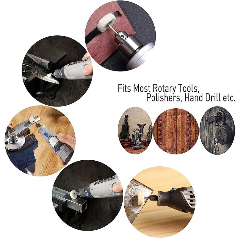 64/33Pcs Grinding Polishing Buffing Round Wheel Pad Wool Felt Sanding Head 3.15mm Shank For Dremel Drill Rotary Tool Accessories