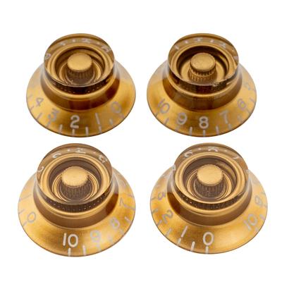Musiclily Pro Linkshänder Zoll-Größe Glocken-Top-Hat-Knöpfe für in Amerika hergestellte E-Gitarren im Les Paul-Stil, Gold (4er-Set)