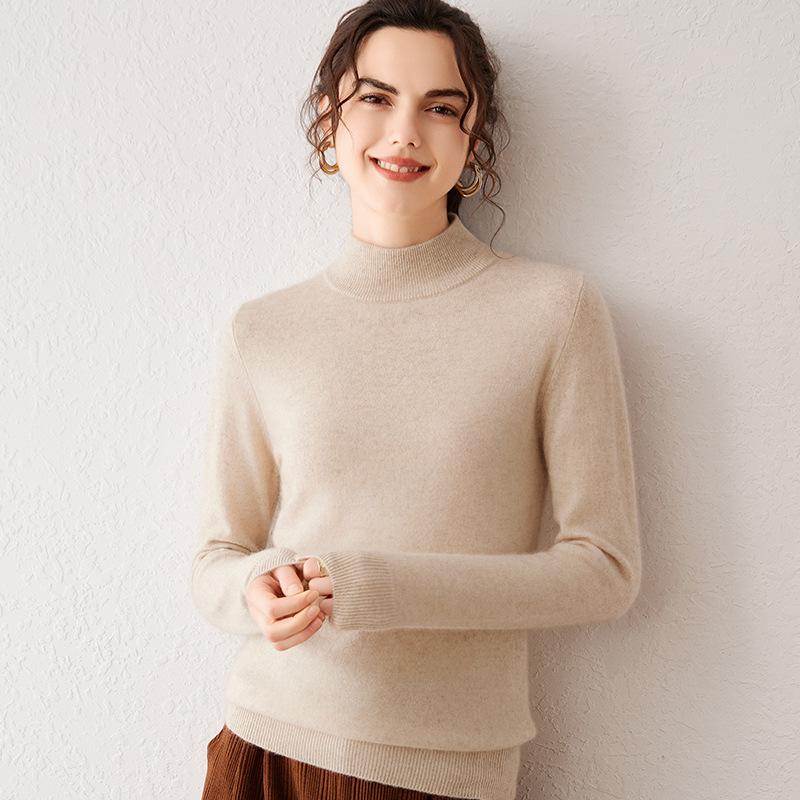 Cashmere Sweater for Women In Autumn and Winter New Soft and Glutinous Skin-friendly Base Shirt Pullover Solid Color Versatile Sweater