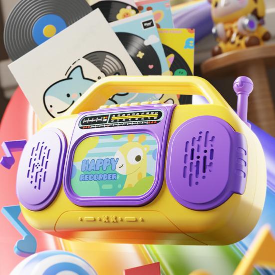 Dětské multifunkční rádiové hračky s hudbou, světlem, nahráváním, 6 anglických písniček, pro batolata, chlapce, dívky, kreslené žirafy, dinosauři, rádiové vzdělávací hračky