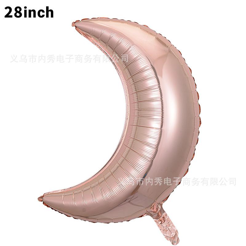 28-Inch Moon Balloon Modeling Birthday Party Arrangement Decorative Atmosphere Balloon Skinny Silver Moon Aluminum Film Balloon