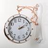 Minimalist Double Sided Wall Clock, Modern Silent Movement for Living Room Bedroom, Creative Dual Time Zone Decor